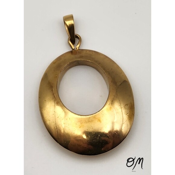 Vintage 1997 Gold Tone Large Modern Necklace Pendant - Picture 1 of 8